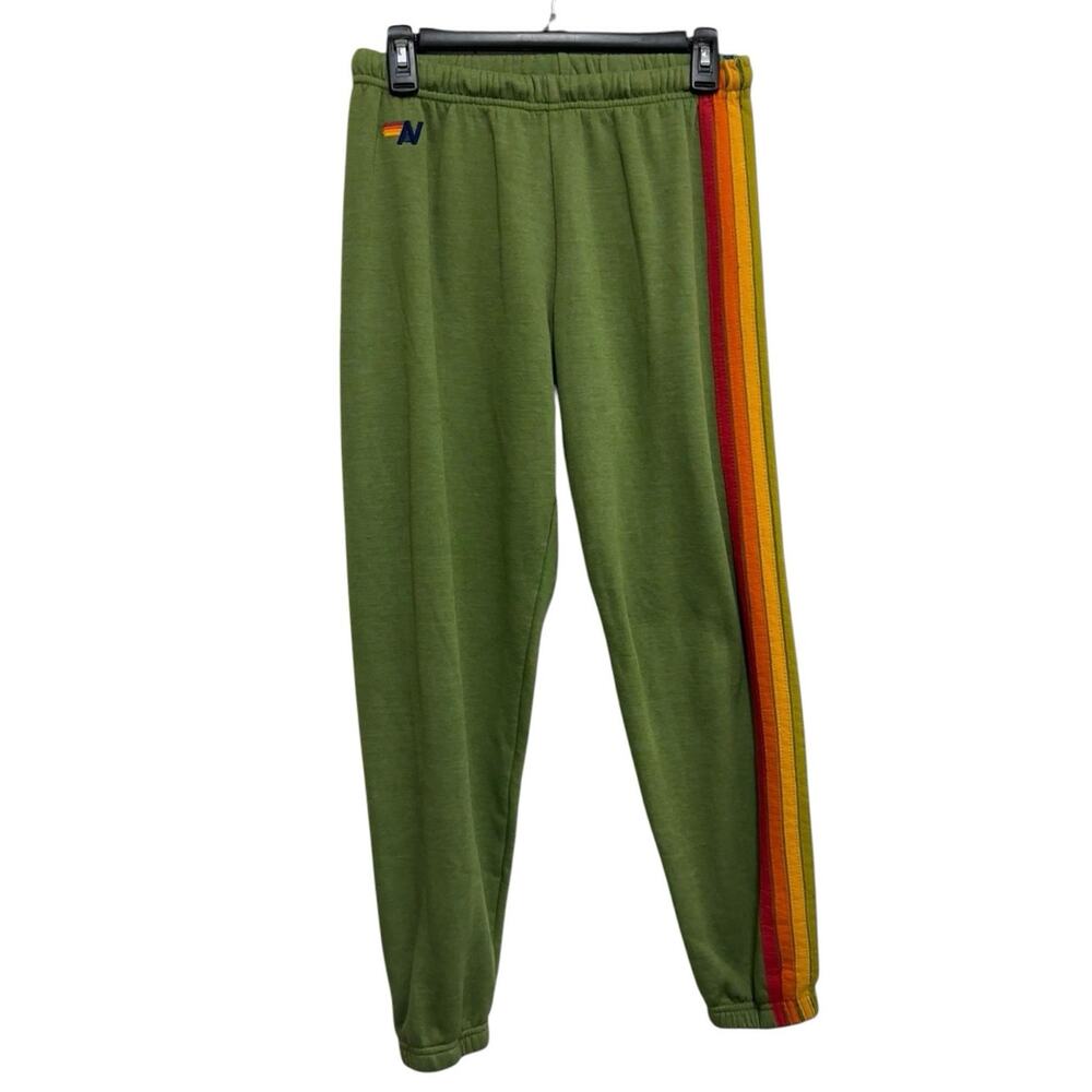 Aviator Nation Rainbow Stripe Sweatpants Green Joggers Medium